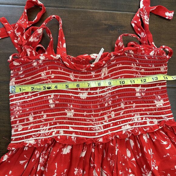 Free People Color My World Jumpsuit Red White Floral Wide Flare Size XS Coastal - Picture 5 of 16